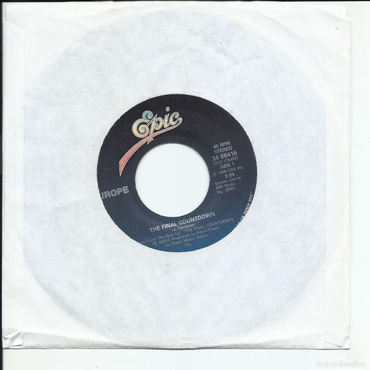 Discos de vinilo: Europe (The Final Countdown SINGLE Epic &lrm; 34 06416 CANADA 1986