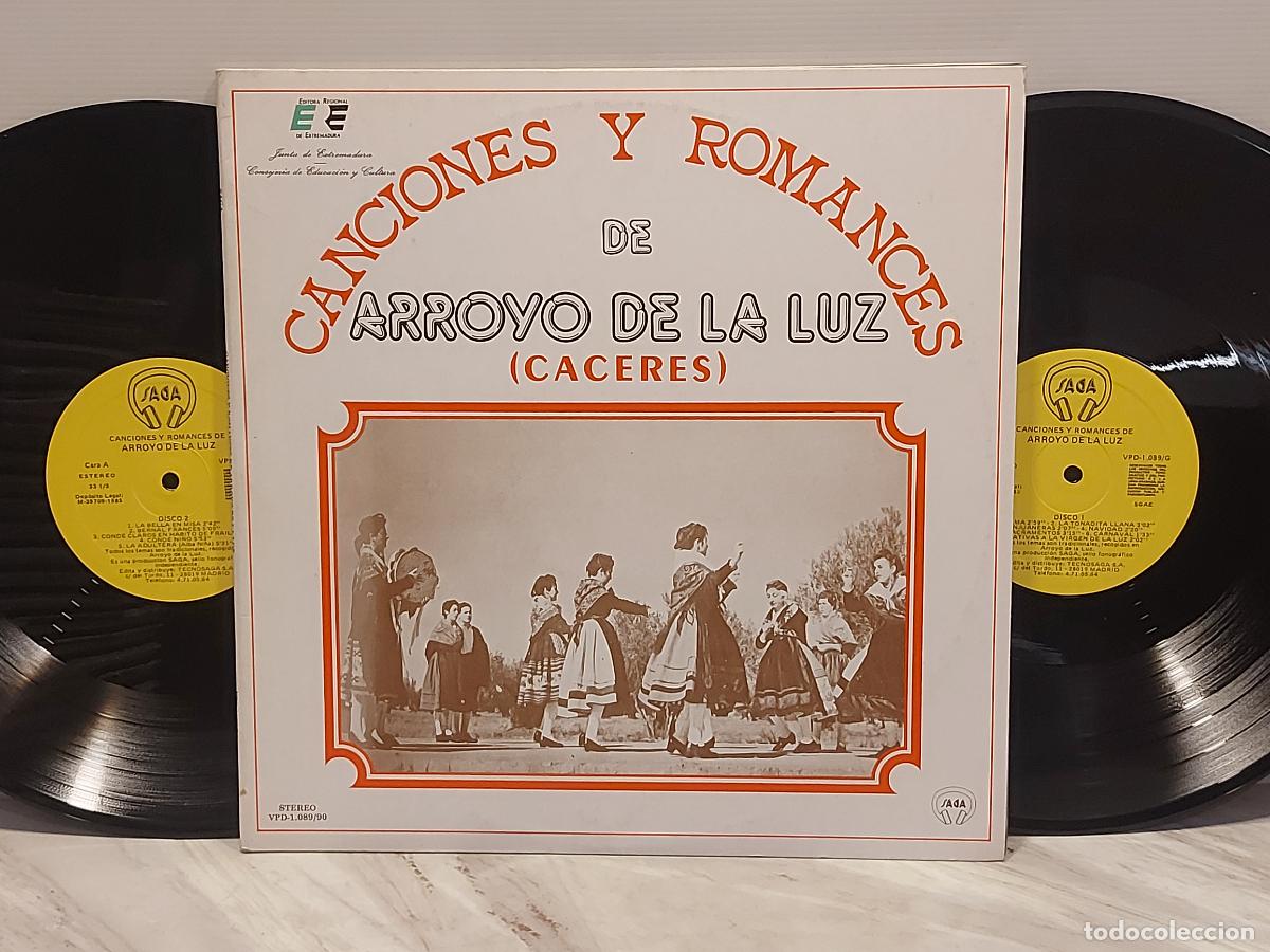Discos de vinilo: CANCIONES Y ROMANCES DE ARROYO DE LA LUZ | C&Aacute;CERES | 2 LP 1985 | SAGA | FOLK | LIBRETO