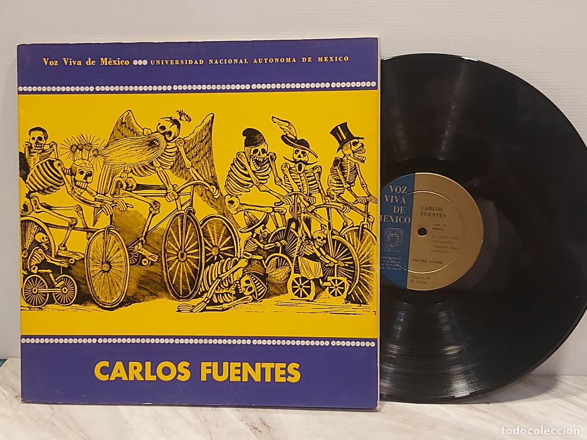 Discos de vinilo: CARLOS FUENTES | LA REGI&Oacute;N M&Aacute;S TRANSPARENTE | LP VOZ VIVA DE M&Eacute;XICO | UNAM | CON LIBRETO. MBC. ***