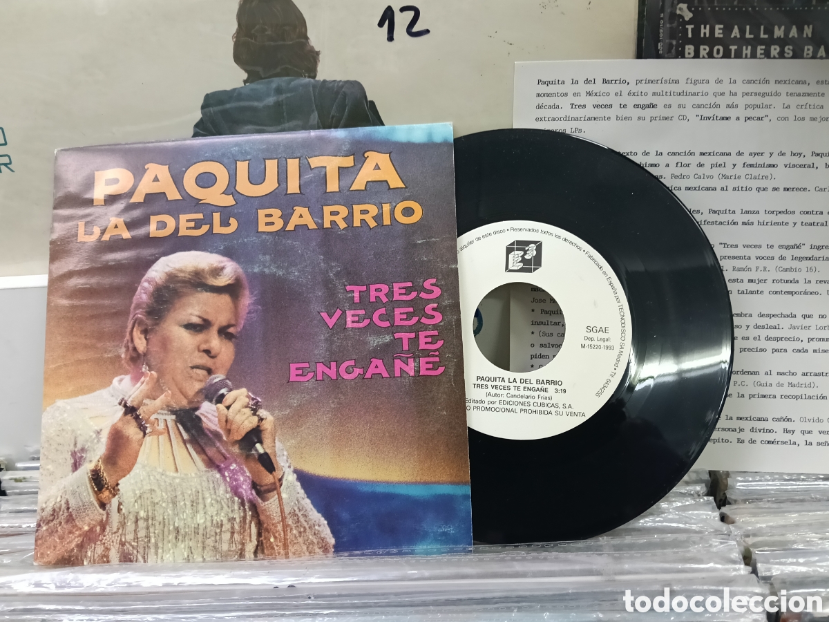 Discos de vinilo: Paquita la del.barrio single tres veces te enga&ntilde;e Espa&ntilde;a 1993