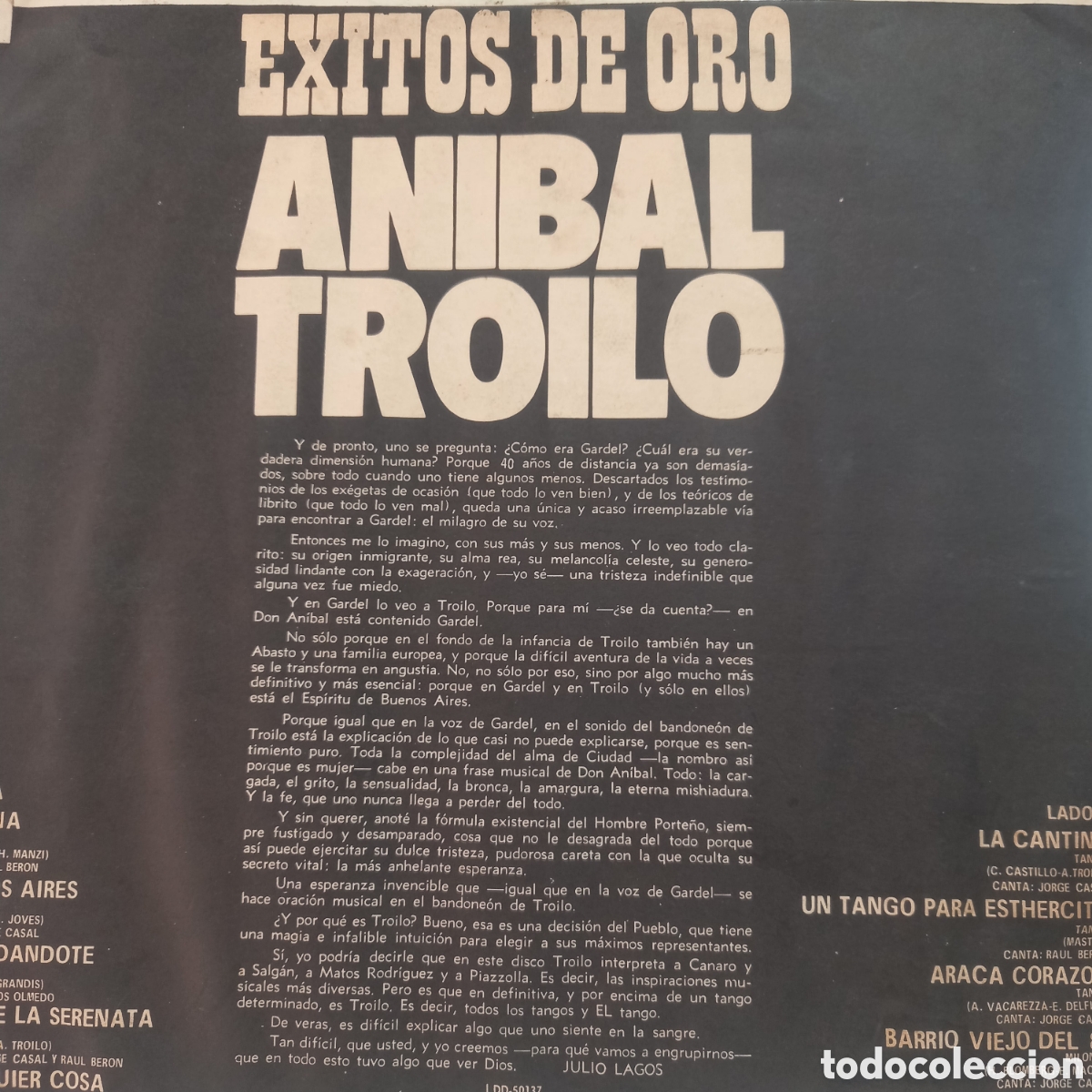Discos de vinilo: Lp Anibal Troilo Tango Raul Beron Jorge Casal Carlos Olmedo Malena Buenos Aires Arrabal