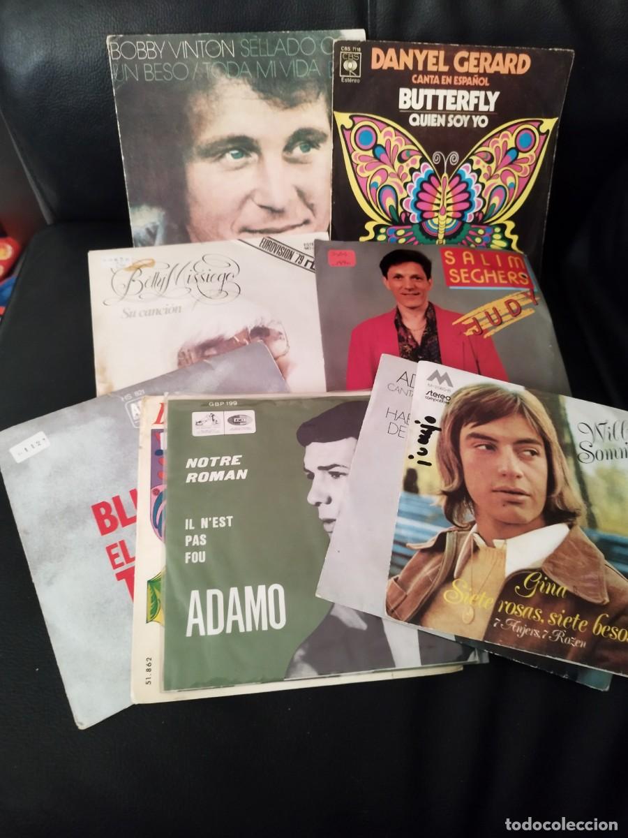 Discos de vinilo: Lote 9 Vinilos Single 7&rdquo; Pop Mel&oacute;dico A&ntilde;os 70 (Adamo, Bobby Vinton, Danyel Gerard).