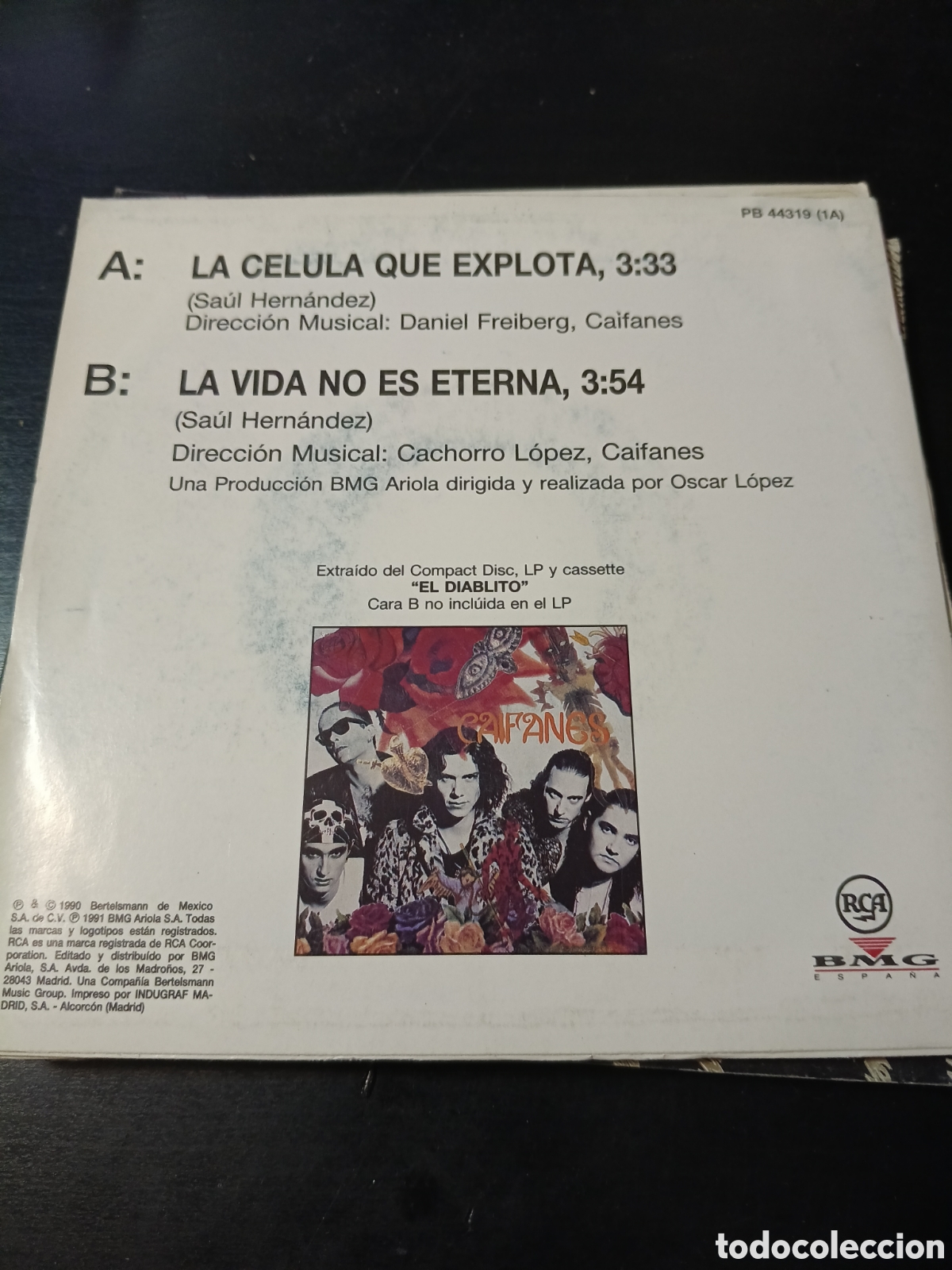 Discos de vinilo: Caifanes &ndash; La C&eacute;lula Que Explota. Vinilo 7&rdquo; single 1990 Espa&ntilde;a - Foto 2