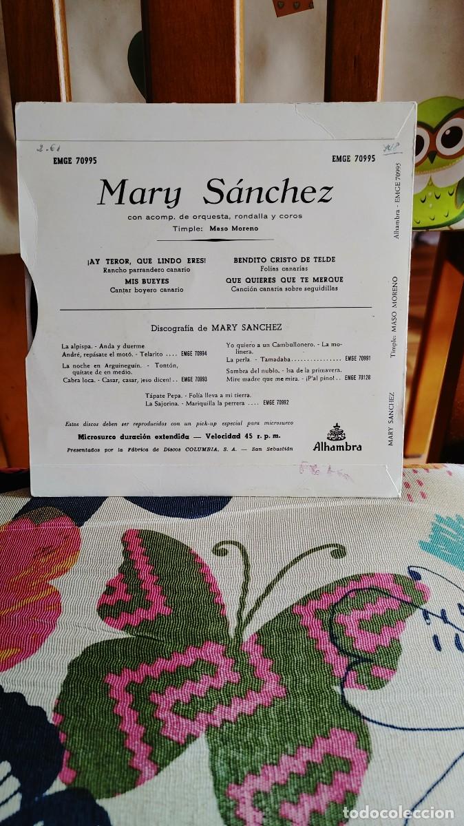 Discos de vinilo: MARY SANCHEZ-EP AY TEROR QUE LINDO ERES +3 - Foto 2