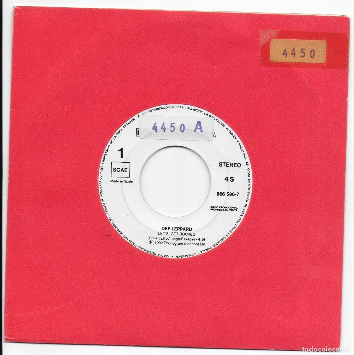 Discos de vinilo: DEF LEPPARD 7&rdquo; SPAIN PROMO 45 LET&acute;S GET ROCKED + ONLY AFTER DARK 1992 SINGLE VINILO HARD ROCK MIRA !