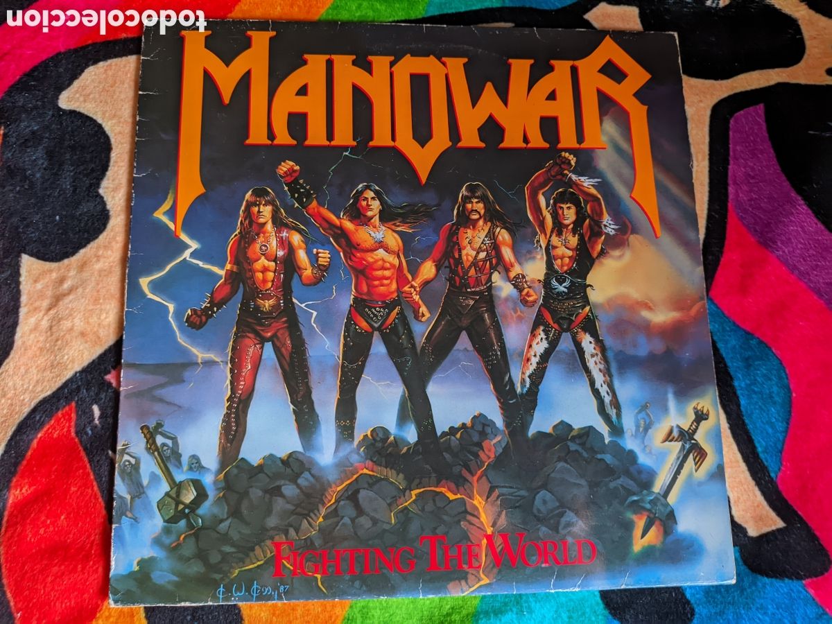 Discos de vinilo: // Manowar &lrm;&ndash; Fighting The World - ATCO Espa&ntilde;a 1987
