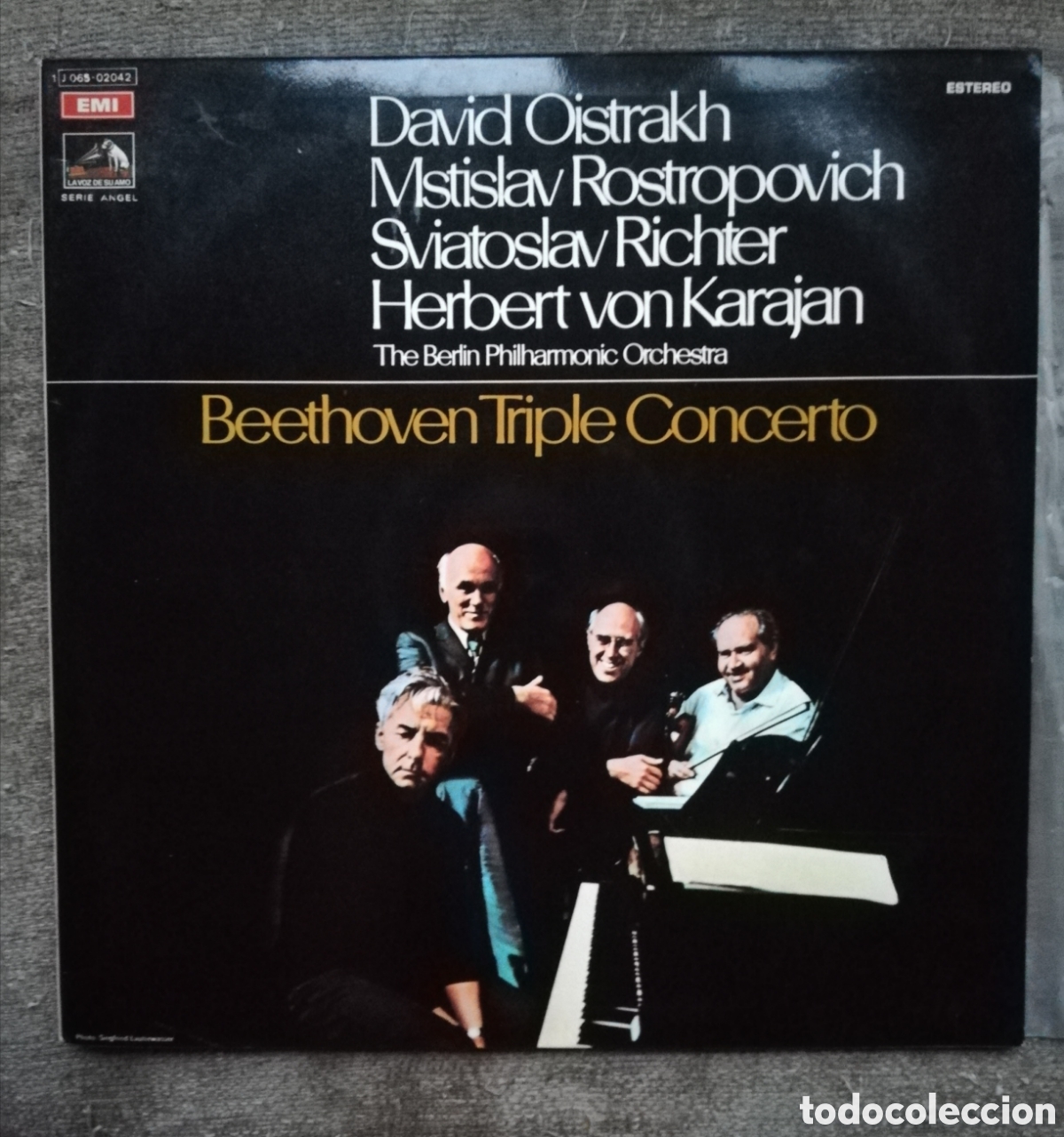Disques de vinyle: Beethoven - Triple Concerto. Oistrakh, Rostropovich y Richter. Berlin Philarmonic Orchestra Karajan