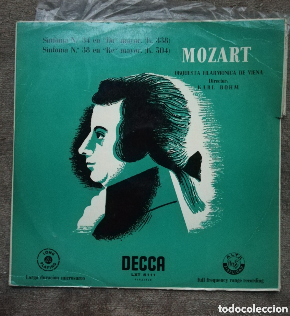 Disques de vinyle: Mozart - Sinfon&iacute;a n&ordm; 34 y 38. Orquesta filarm&oacute;nica de Viene, dirige Karl Bohm