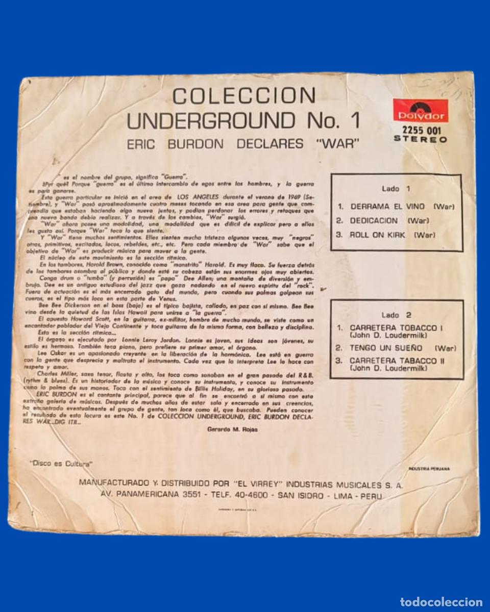 Discos de vinilo: Eric Burdon &rdquo;Coleccion Underground No. 1&rdquo; EP edicion peruana - Foto 2