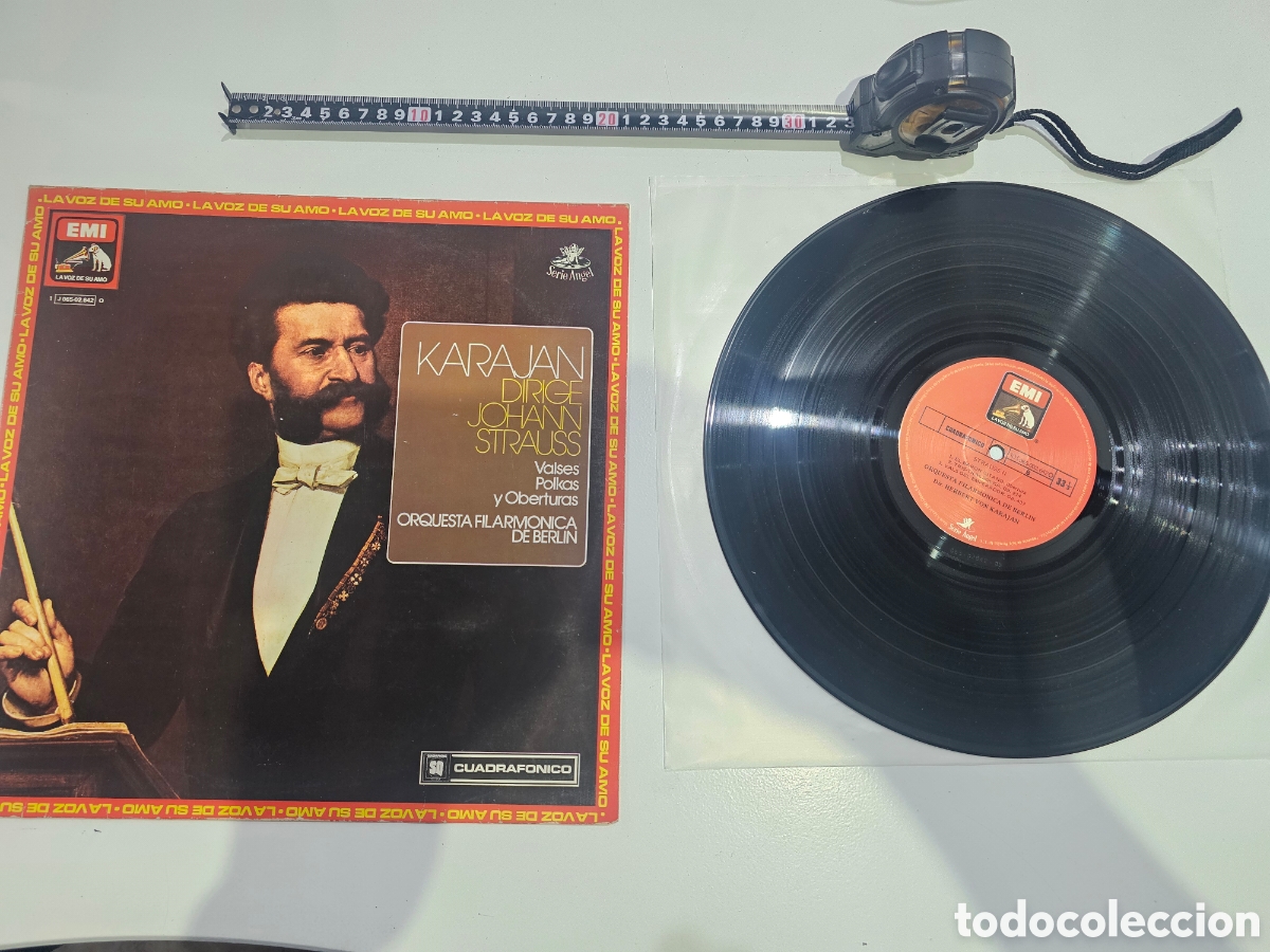 Discos de vinilo: ​Disco Vinilo LP Karajan dirige Johann Strauss &ndash; Cuadraf&oacute;nico (EMI La Voz de Su Amo / Caja de Ahorro