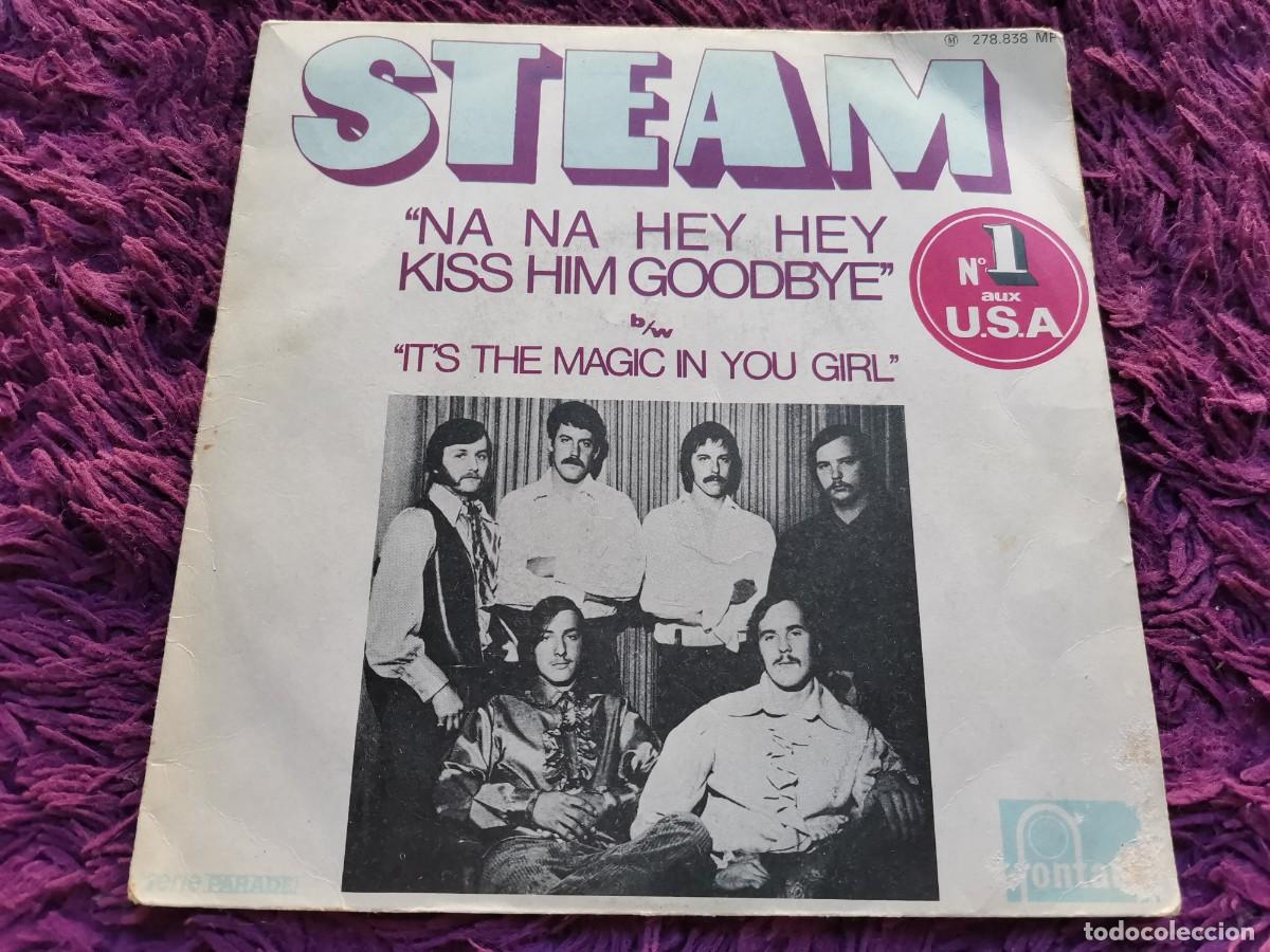 Discos de vinilo: Steam &ndash; Na Na Hey Hey Kiss Him Goodbye Vinilo 7&rdquo; Single 1969 France 278.838 MF