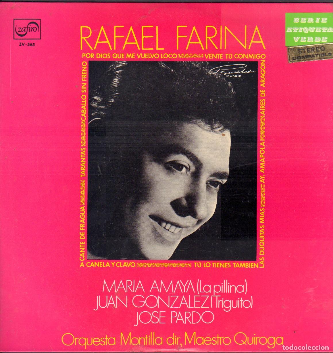Discos de vinilo: RAFAEL FARINA (ORQUESTA MONTILLA, DIR. MAESTRO QUIROGA) - VENTE TU CONMIGO.../ LP ZAFIRO RF-26989
