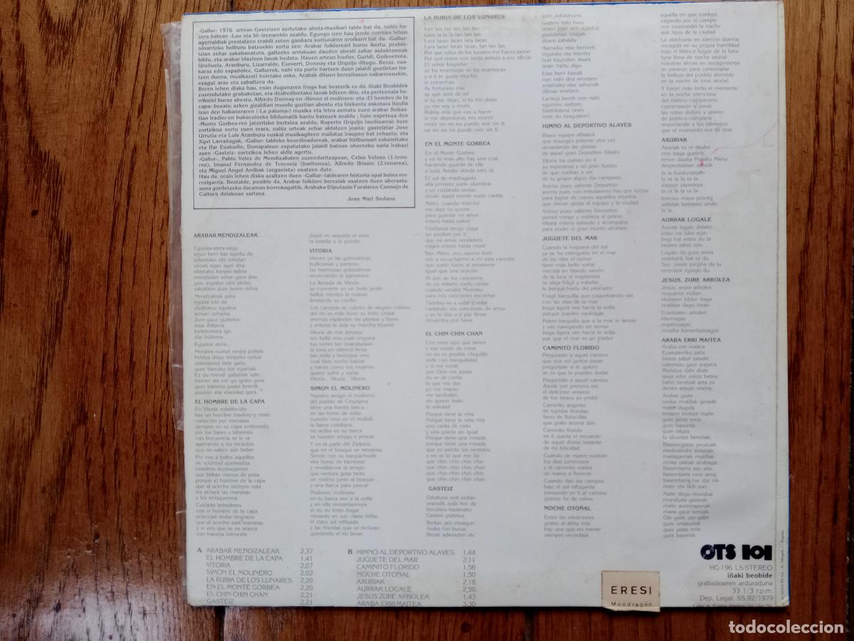 Discos de vinilo: Gallur - Arabako abestiak - Foto 2