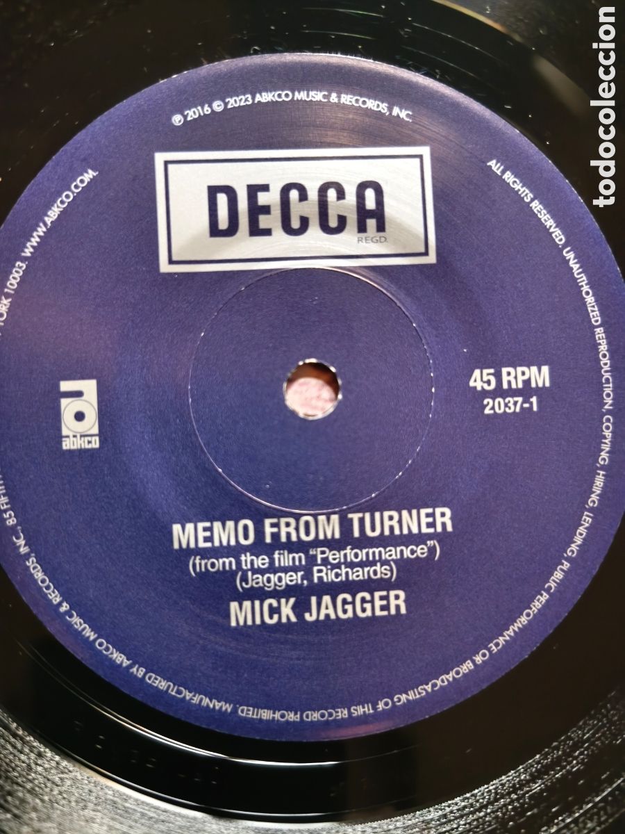 Discos de vinilo: Mick Jagger: Memo From Turner/Natural M&aacute;gic 7&rdquo; 2024 - Foto 4