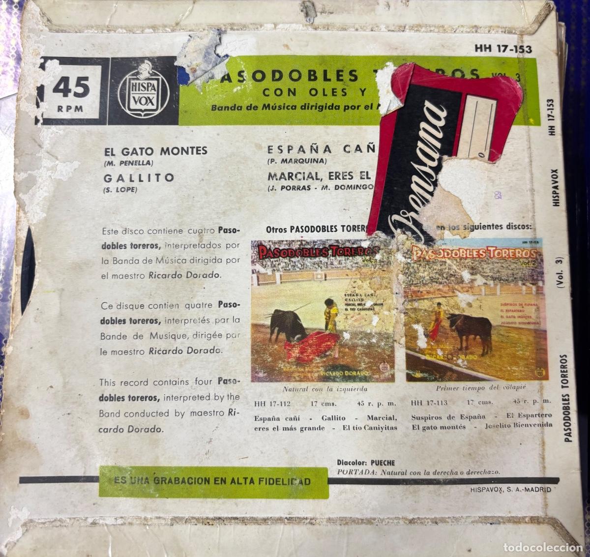 Discos de vinilo: RICARDO DORADO - PASODOBLES TOREROS - Foto 2