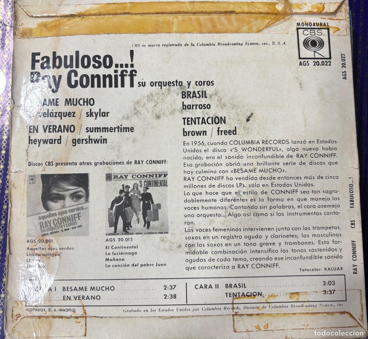 Discos de vinilo: RAY CONNIFF, SU ORQUESTA Y COROS - B&Eacute;SAME MUCHO - EN VERANO &hellip; - Foto 2