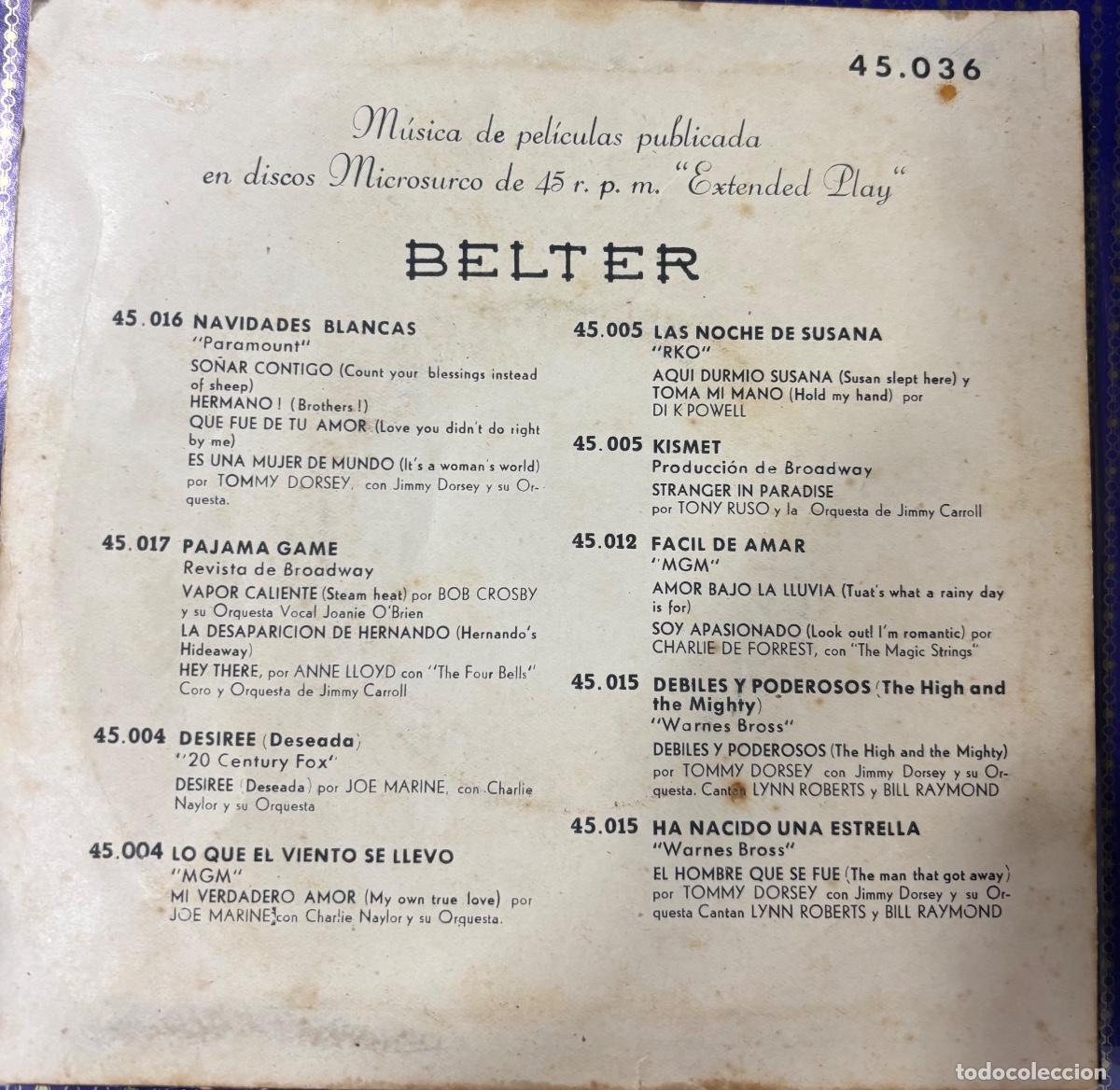 Discos de vinilo: 4 exitos de pel&iacute;culas,. canci&oacute;n del moulin rouge - Foto 2