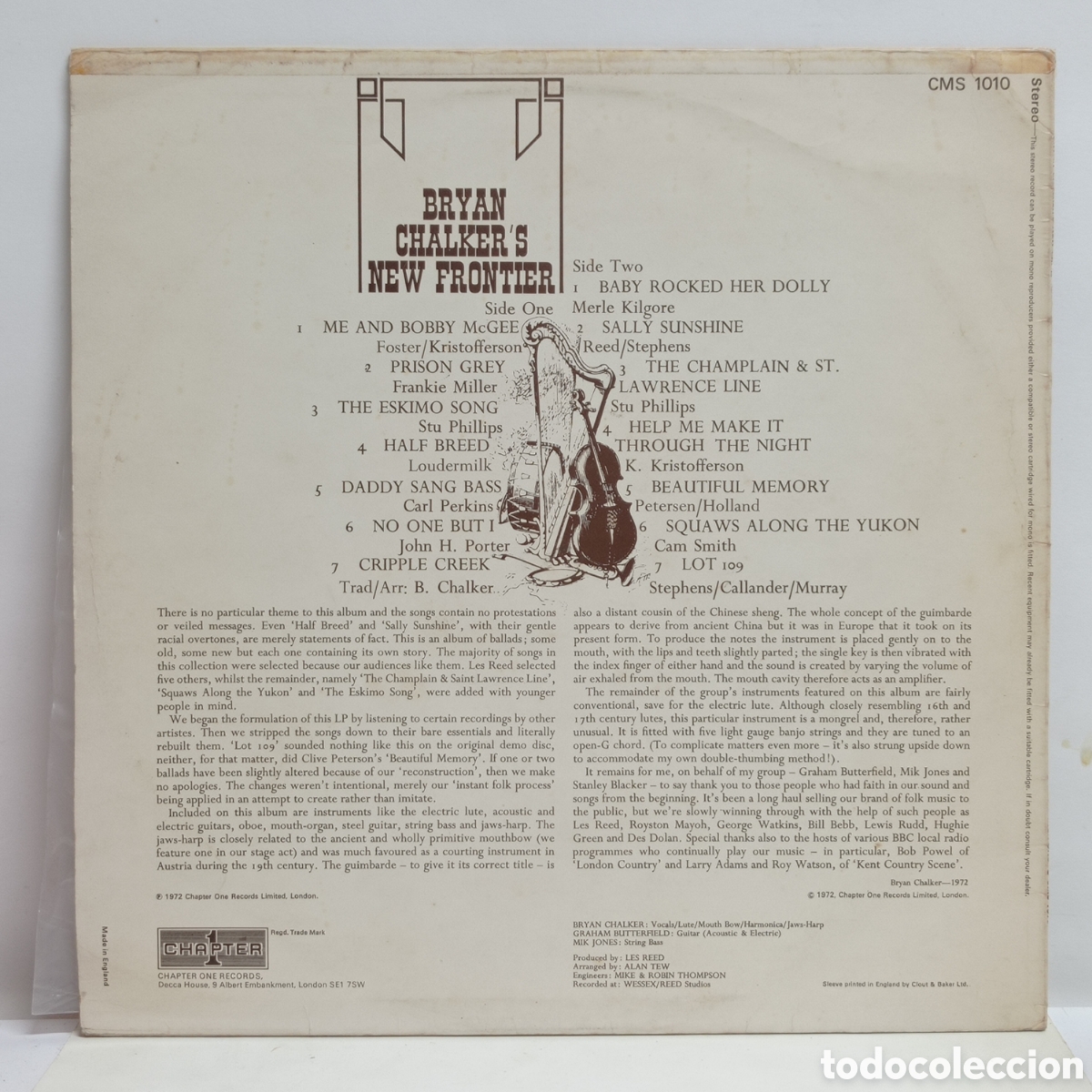 Discos de vinilo: BRYAN CHALKERS, NEW FRONTIER (CHAPTER 1972 UK) - Foto 2
