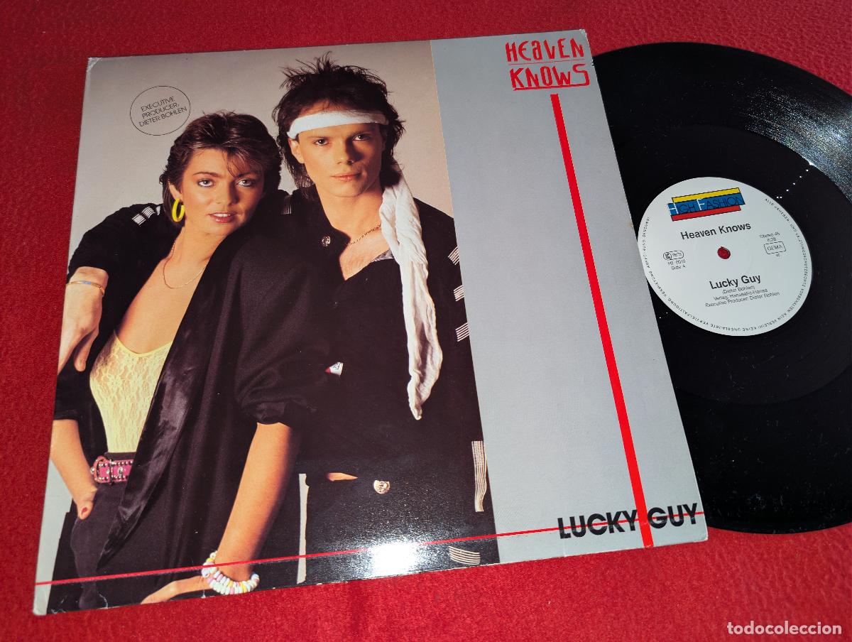 Discos de vinilo: HEAVEN KNOWS Lucky guy/Dance in the dark 12'' MX 1986 High Fashion GERMANY ALEMANIA