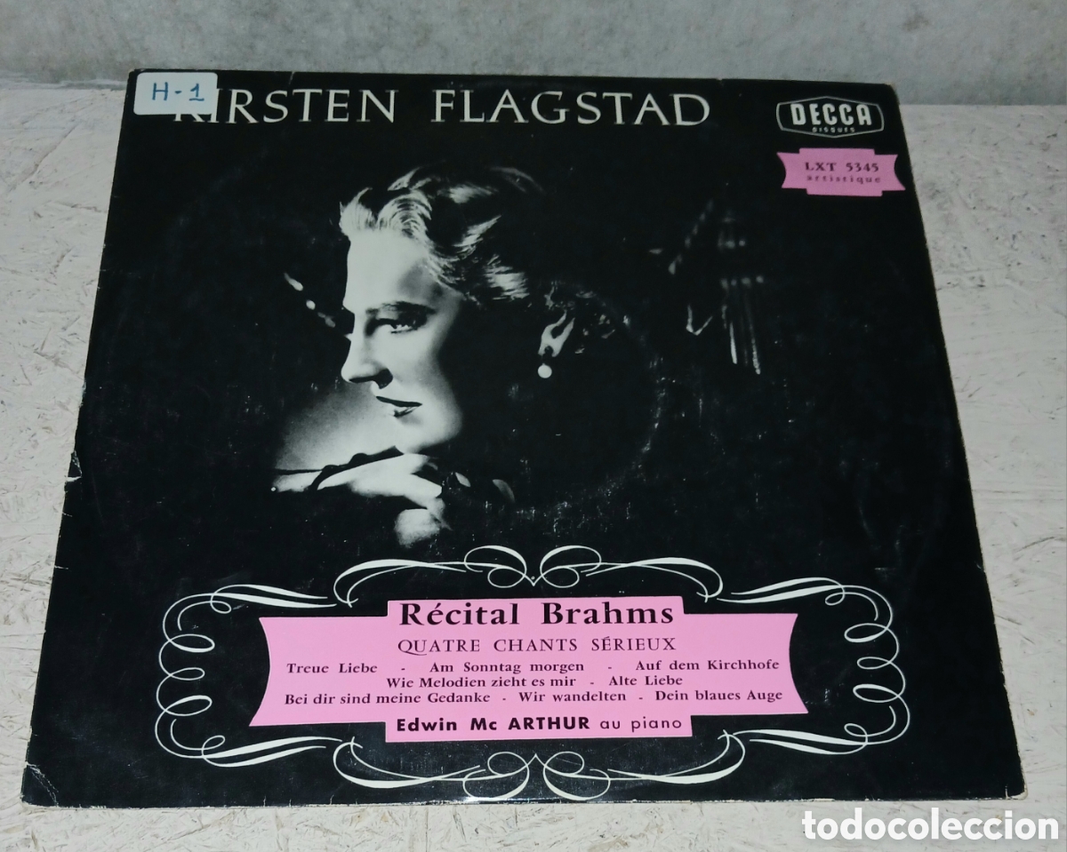 Discos de vinilo: Vinilo LP Kirsten Flagstad - R&eacute;cital Brahms: Quatre Chants S&eacute;rieux - Decca Disques (Francia)