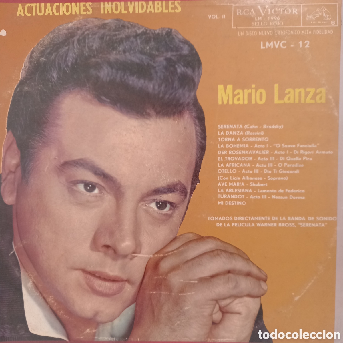 Discos de vinilo: Lp Mario Lanza pelicula serenata cahn brodsky rossini shubert nessun dorma turandot otello rca victo