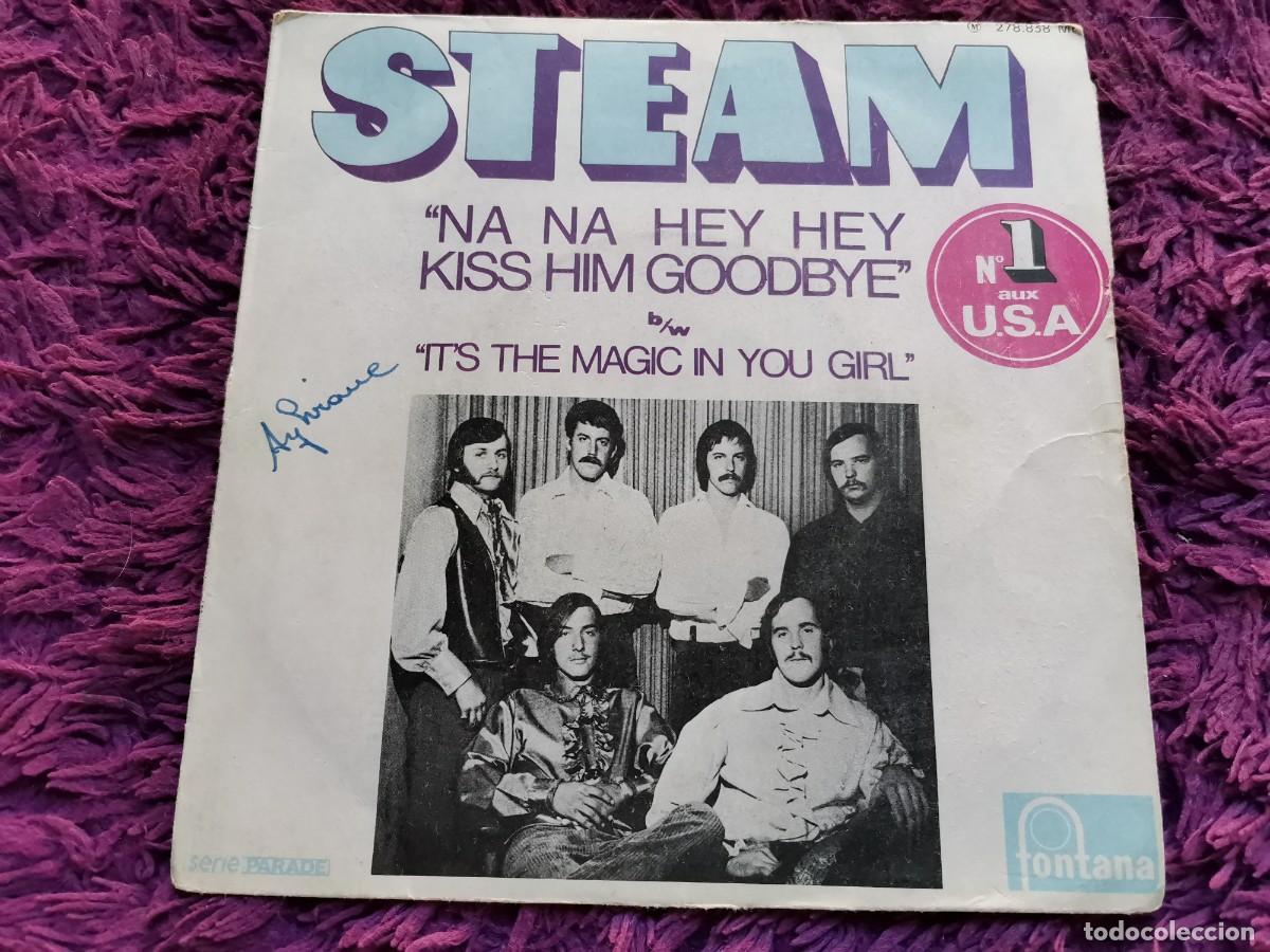 Discos de vinilo: Steam &ndash; Na Na Hey Hey Kiss Him Goodbye Vinilo 7&rdquo; Single 1969 France 278.838 MF