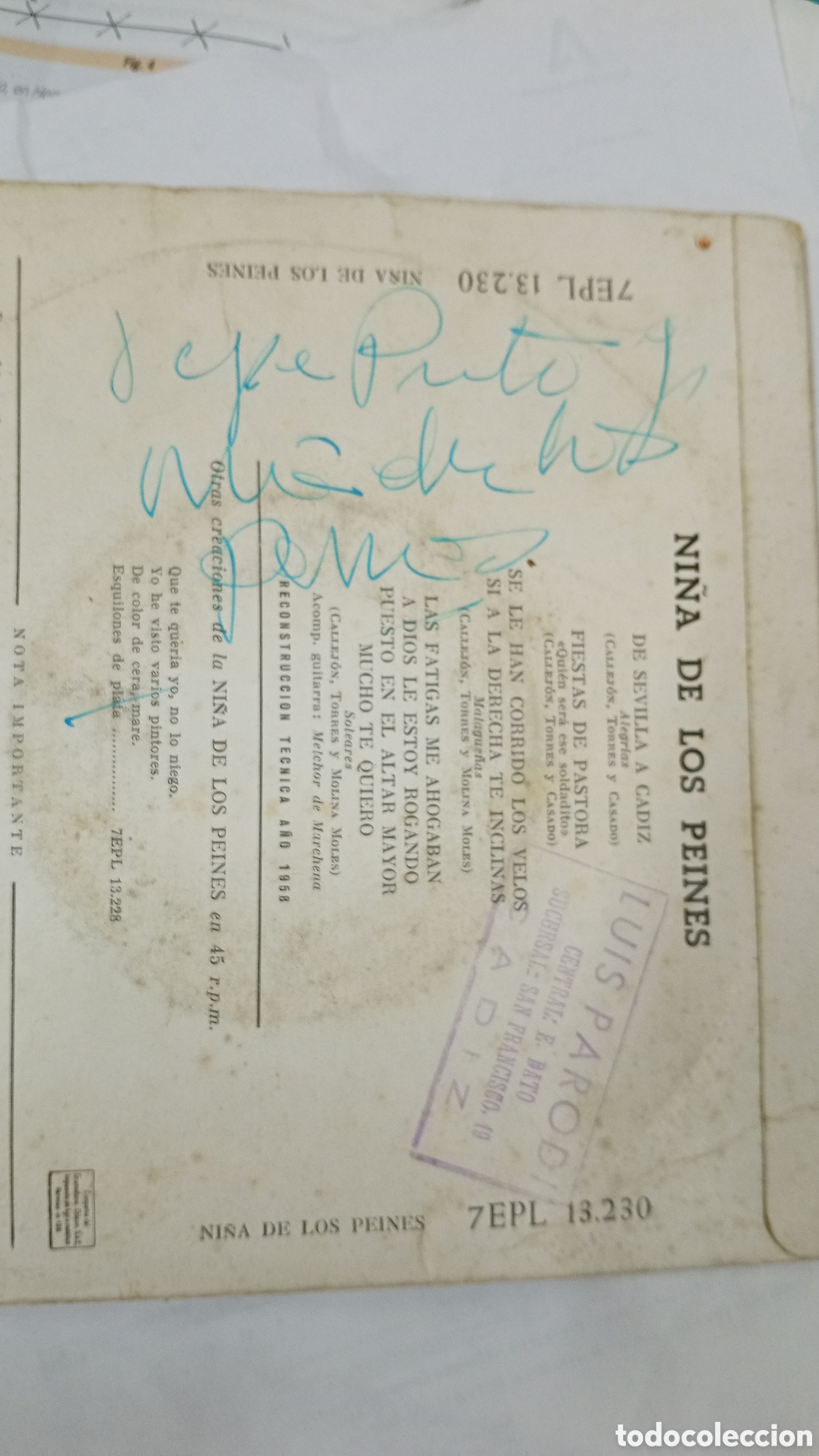 Discos de vinilo: Ep ni&ntilde;a de los peines firmado - Foto 3