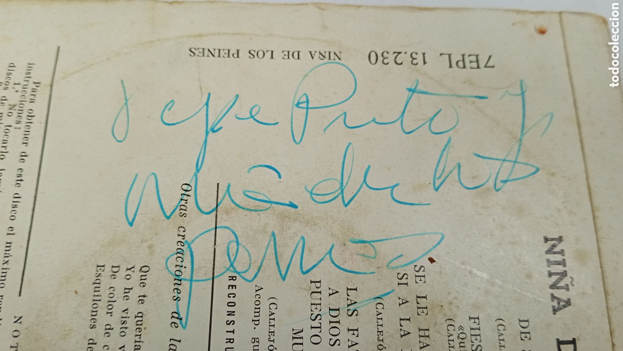 Discos de vinilo: Ep ni&ntilde;a de los peines firmado - Foto 4