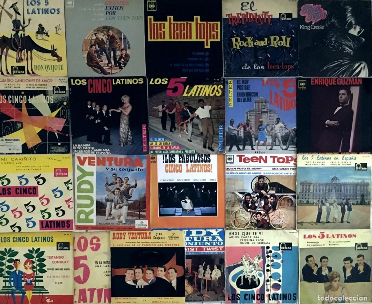 Discos de vinilo: Los Teen Tops - 4 discos -Los 5 Latinos 12 discos - Enrique Guzman 2 discos - Rudy Ventura 3discos