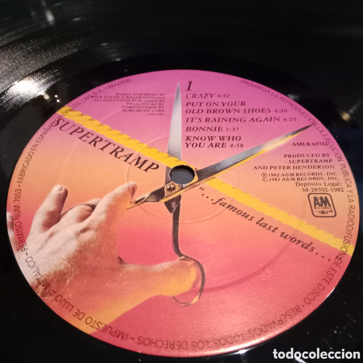 Discos de vinilo: SUPERTRAMP - &rdquo;...FAMOUS LAST WORDS...&rdquo; - LP - Foto 5