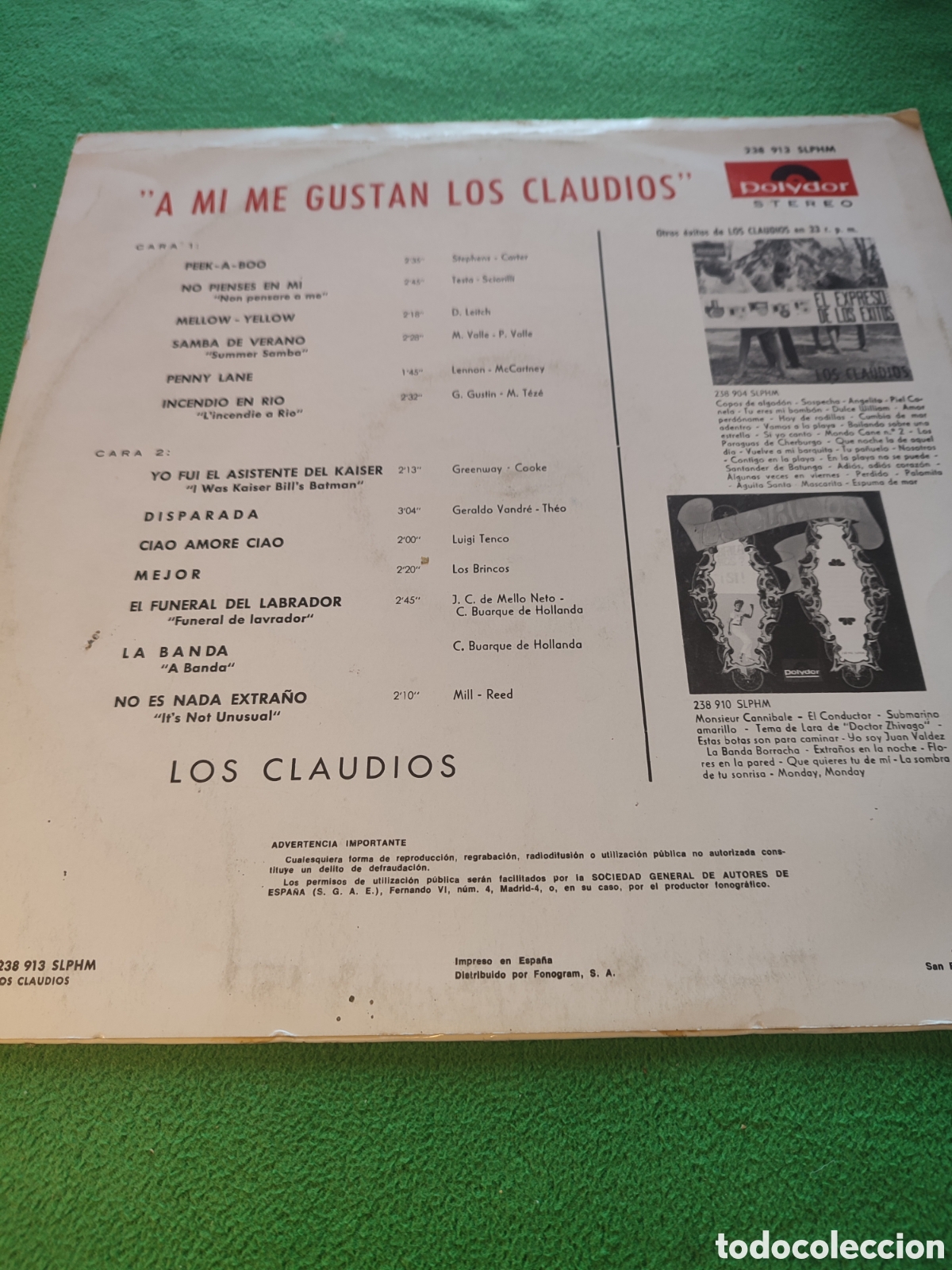 Discos de vinilo: Los Claudios - A m&iacute; me gustan los Claudios - Foto 2