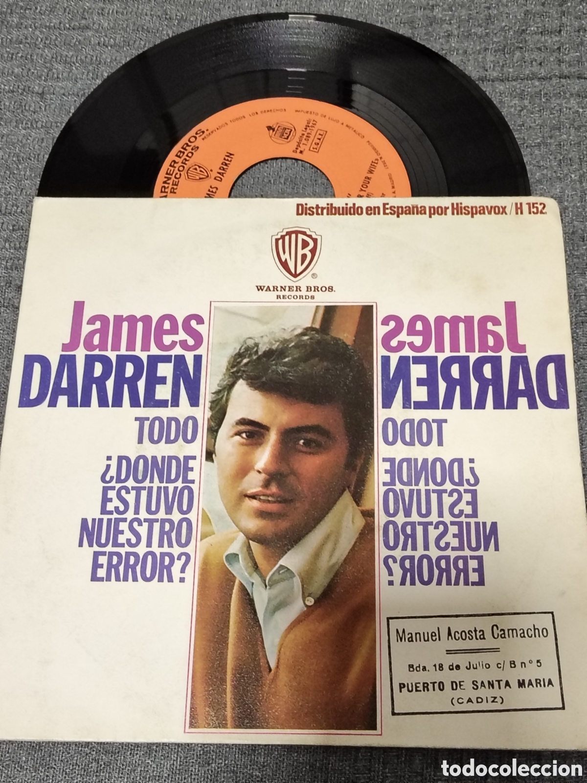 Discos de vinilo: James Darren (que incluye los temas &rdquo;Todo&rdquo; y &rdquo;&iquest;D&oacute;nde estuvo nuestro error?&rdquo;