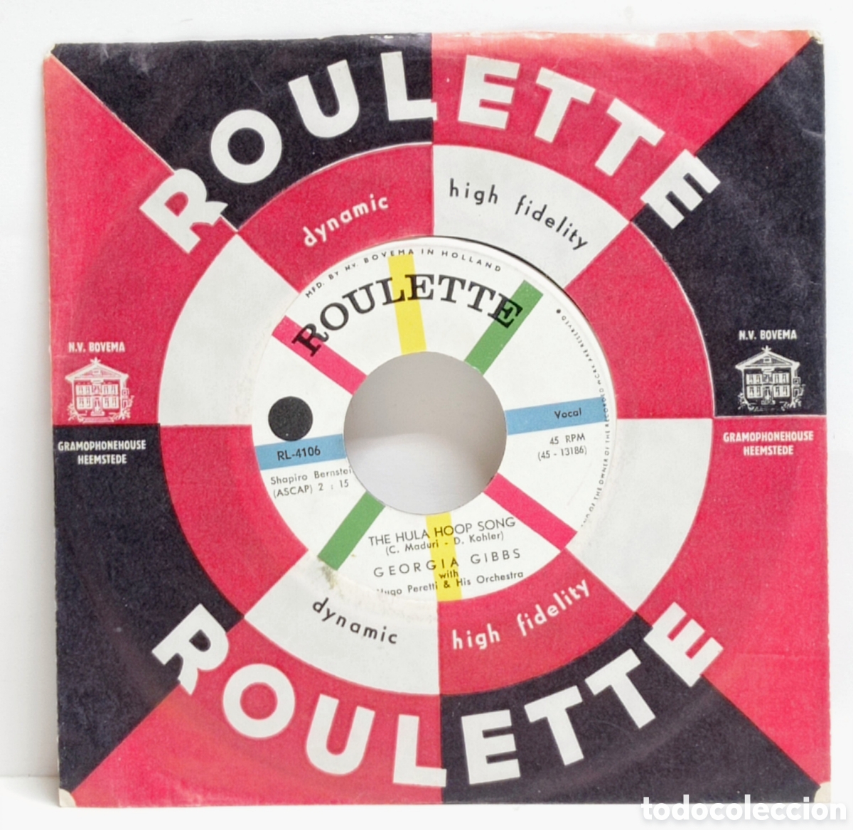 Discos de vinilo: GEORGIA GIBBS, THE HULA HOOP SONG (ROULETTE 1958 HOLLAND) -SINGLE-