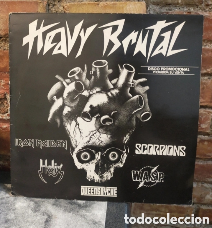 Discos de vinilo: LP recopilatorio promocional &rdquo;Heavy Brutal&rdquo;, editado en 1984 por el sello EMI en Espa&ntilde;a