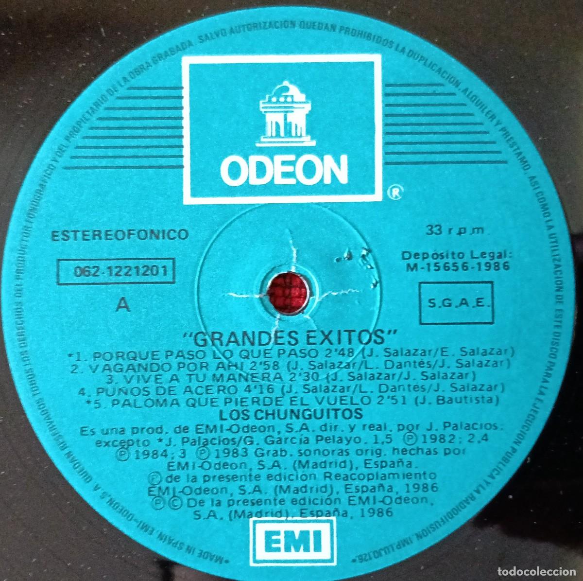 Discos de vinilo: LOS CHUNGUITOS ** Grandes Exitos ** VINILO LP 1986 - Foto 4