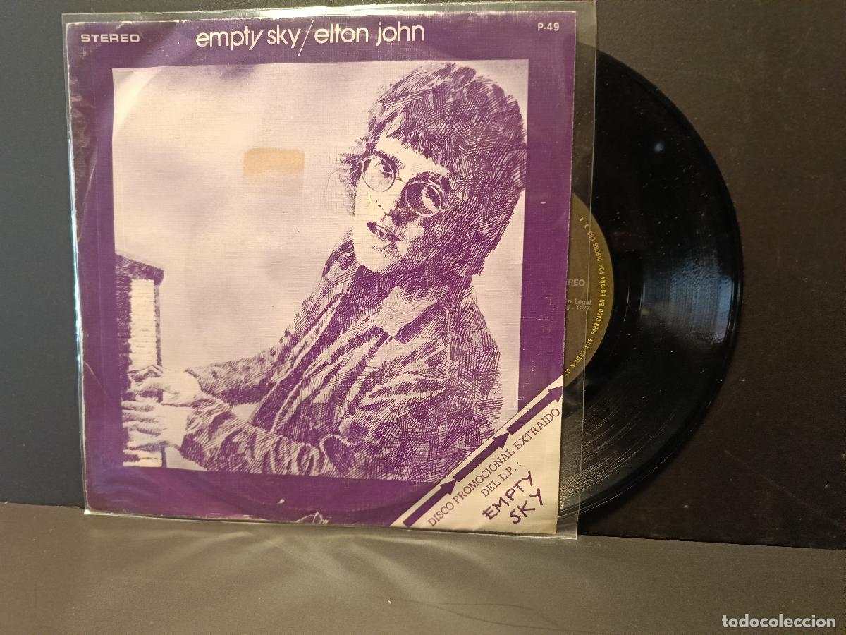 Discos de vinilo: ELTON JOHN EMPTY SKY SINGLE ESPA&Ntilde;A 1977 PDELUXE - Foto 1