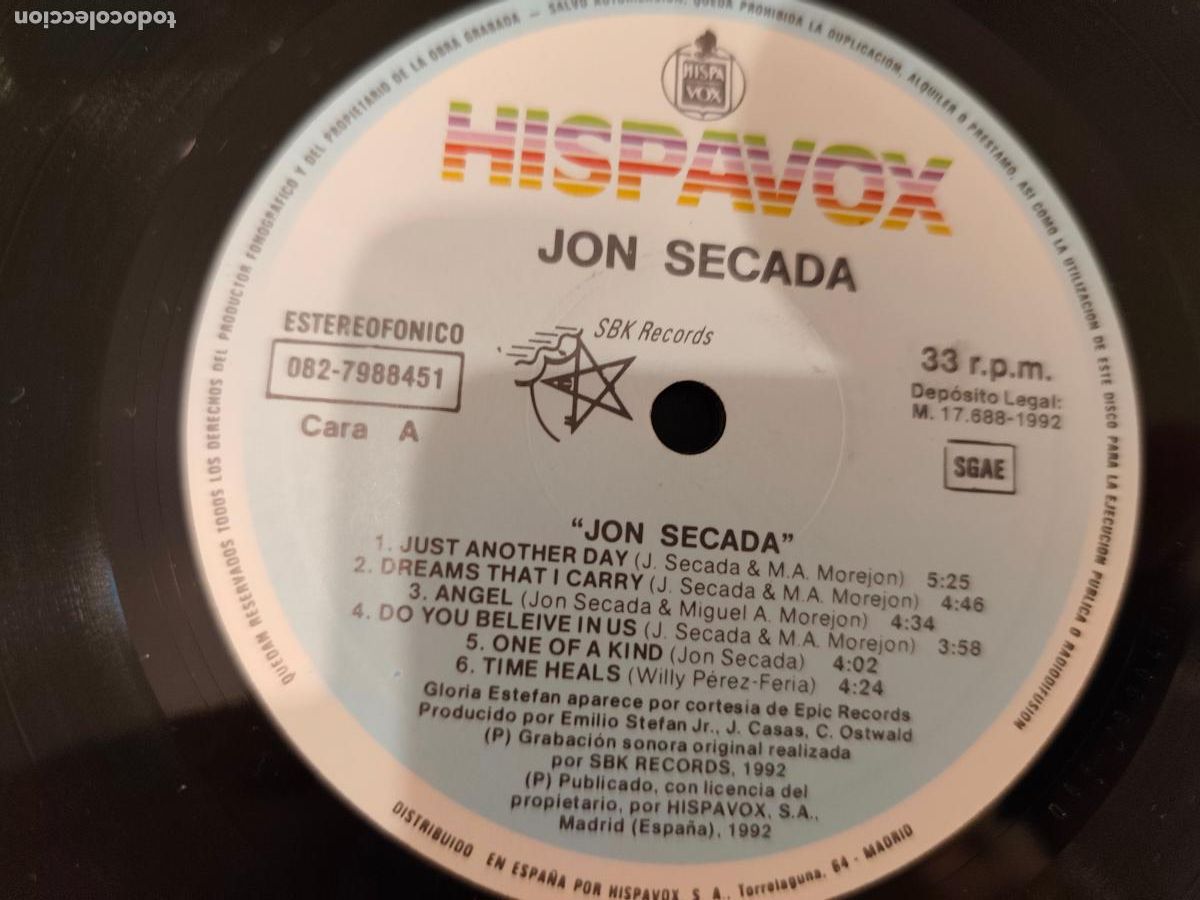 Discos de vinilo: Jon Secada &ndash; Jon Secada- (1992) LP disco vinilo - Foto 2