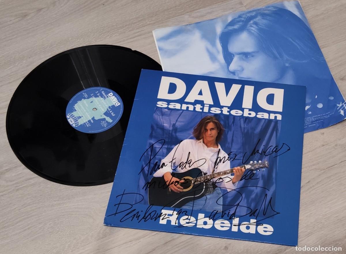 Discos de vinilo: DAVID SANTISTEBAN - REBELDE ...LP DE 1992 - INCLUYE LAS LETRAS - EMI-ODEON ... FIRMADO Y DEDICADO