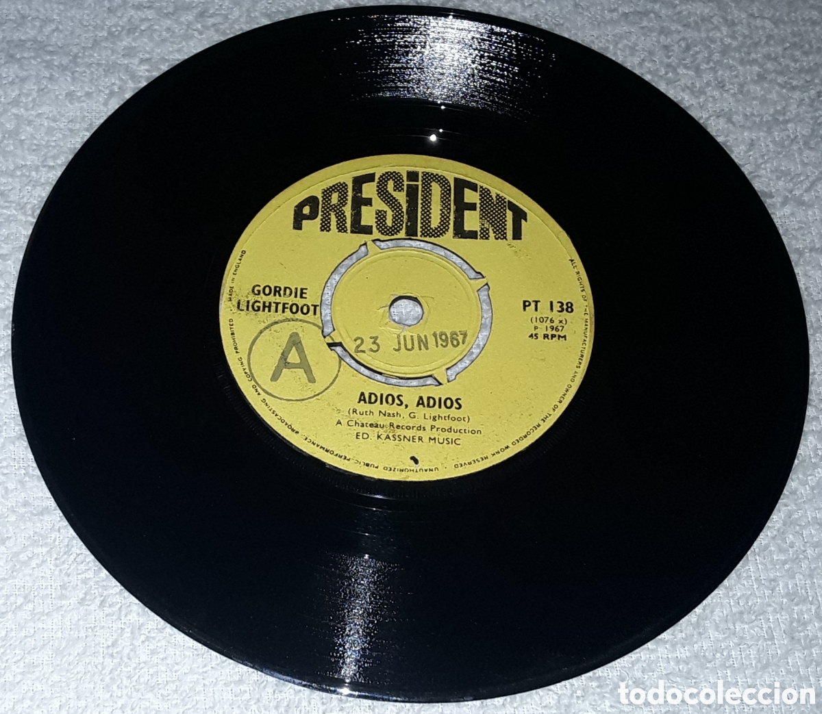 Discos de vinilo: SG - GORDIE LIGHTFOOT - ADIOS, ADIOS / IS MY BABY BLUE TONIGHT - MADE IN UK 1967