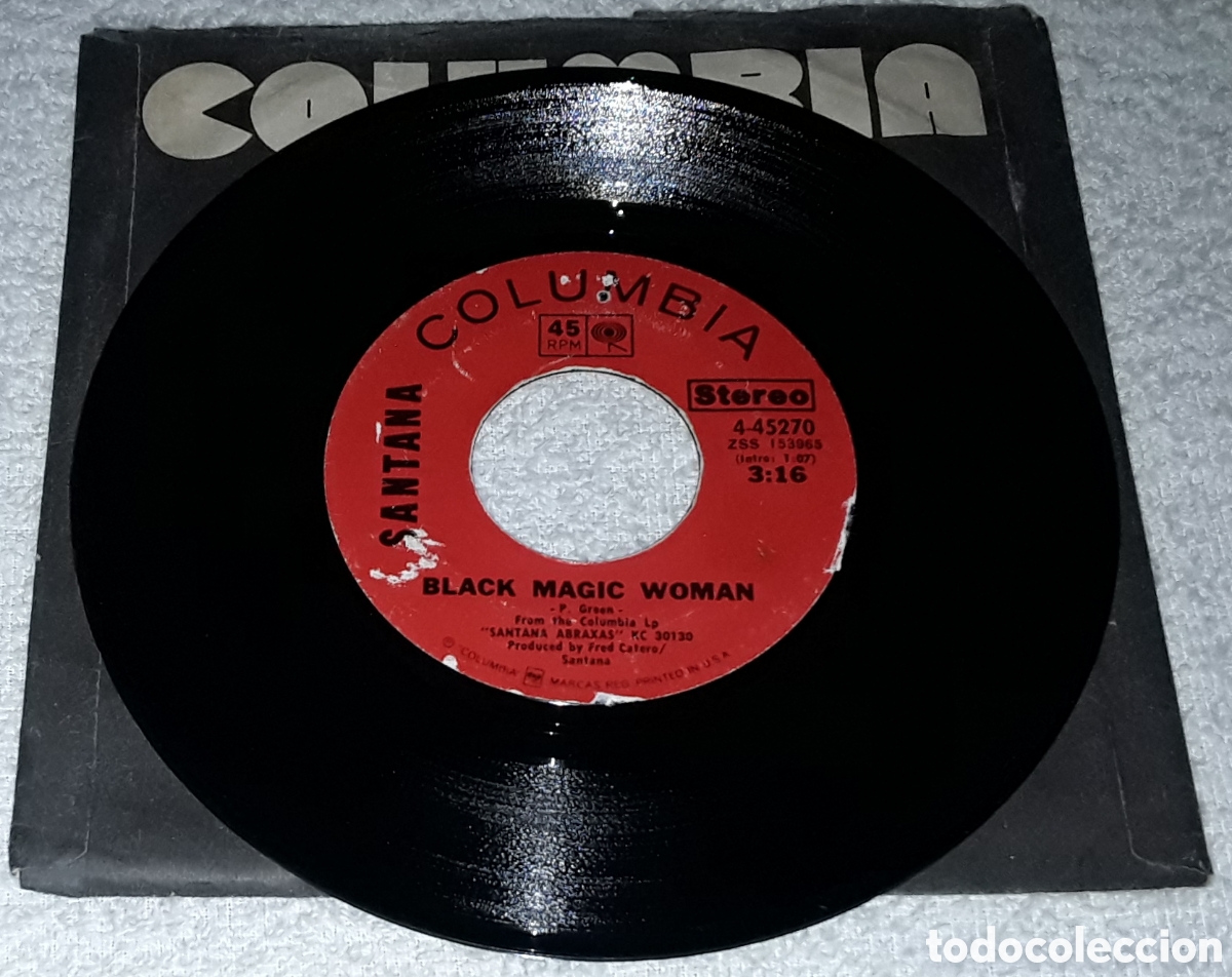 Discos de vinilo: SG- SANTANA - BLACK MAGIC WOMAN / HOPE YOU'RE FEELING BETTER - MADE IN USA 1970