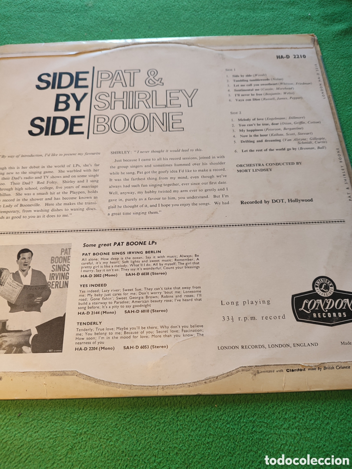 Discos de vinilo: Pat & Shirley Boone - Side by Side - Foto 2