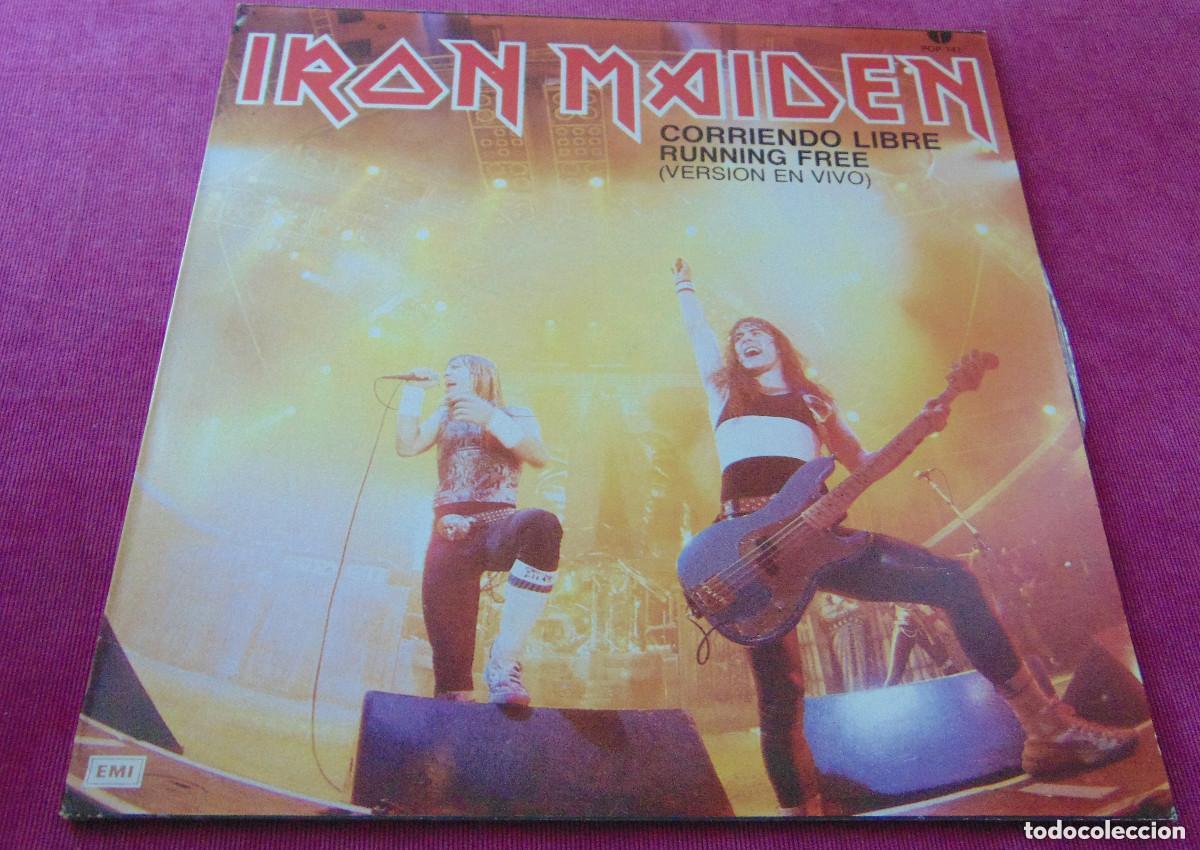 Discos de vinil: Iron Maiden &ndash; Corriendo Libre (Running Free) - MAXISINGLE EDICION MEXICANA 1985