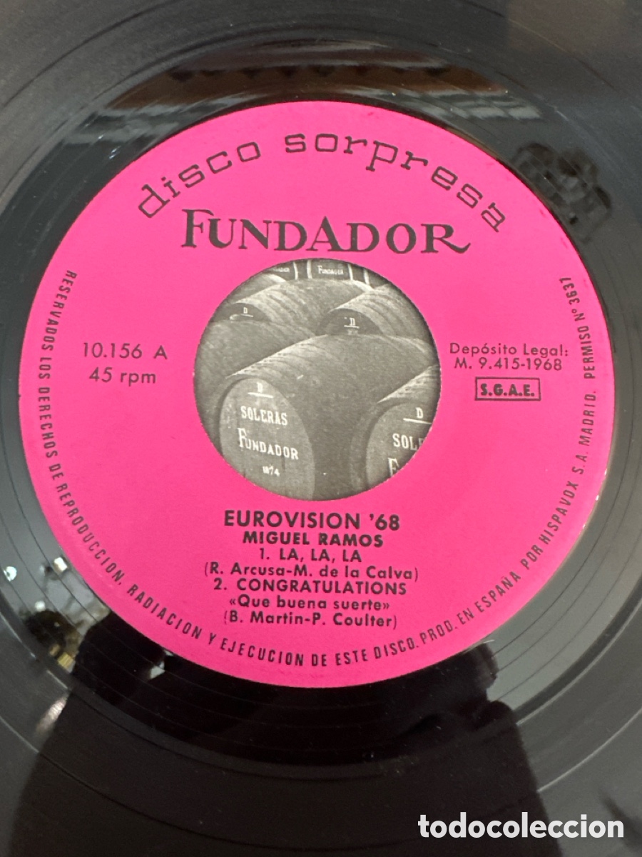 Discos de vinilo: EP MIGUEL RAMOS - EUROVISION 68 - DISCO FUNDADOR 1968