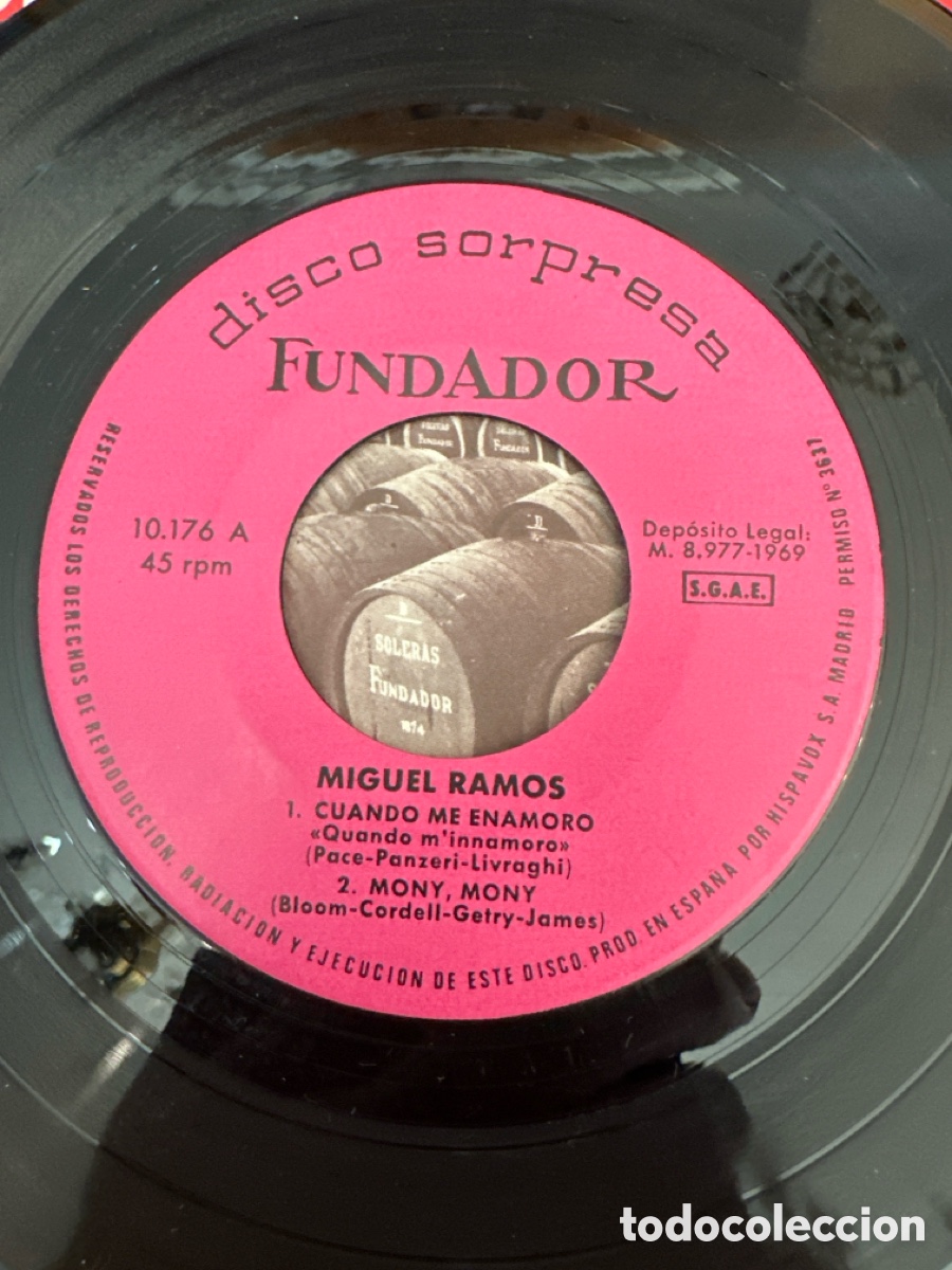 Discos de vinilo: MIGUEL RAMOS / CUANDO ME ENAMORO / HEY JUDE / LADY MADONNA + 1 (EP FUNDADOR 1969)