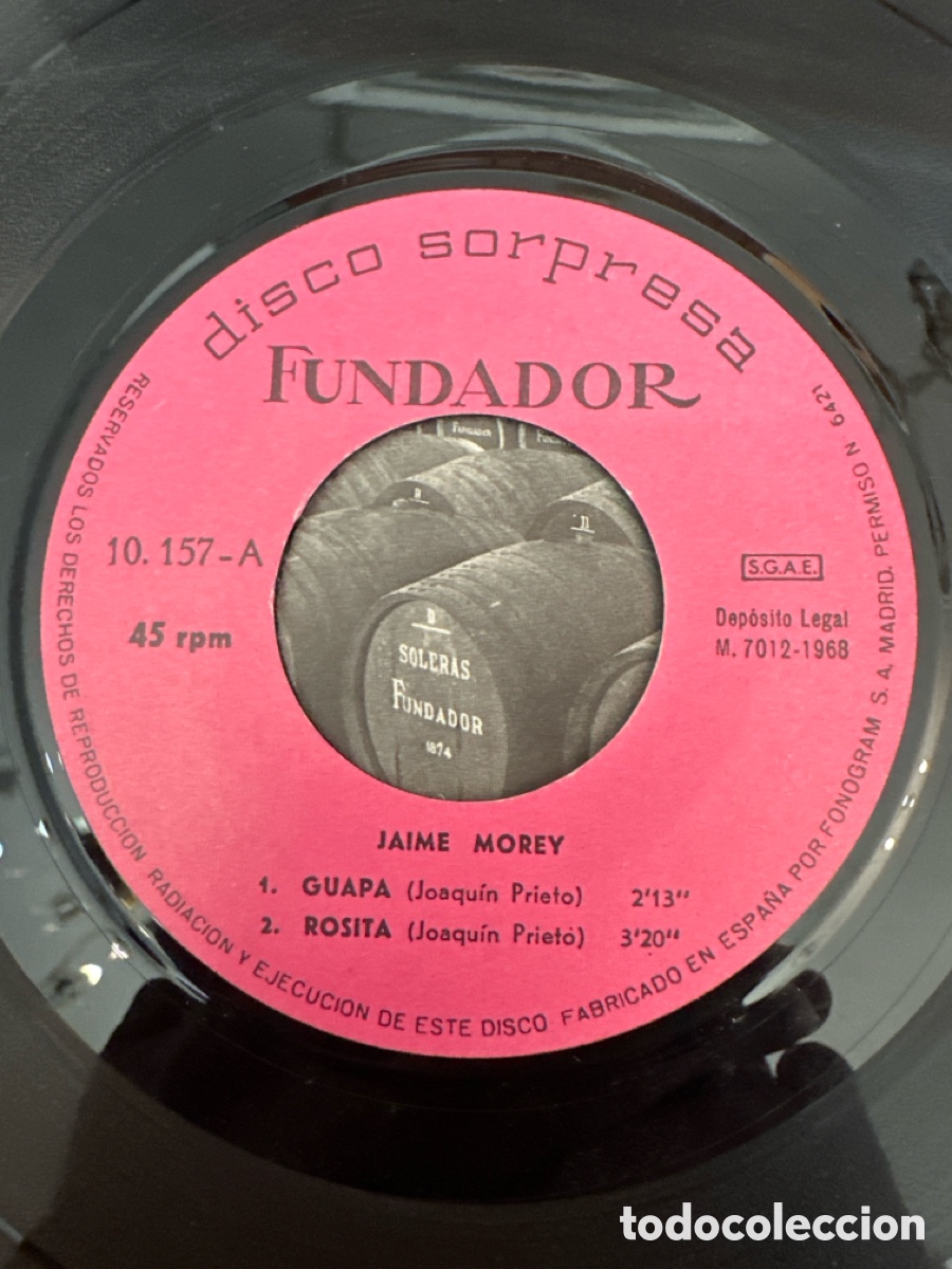 Discos de vinilo: JAIME MOREY - GUAPA / ROSITA / EL TIEMPO / CUANDO LLEGUE LA TARDE / EP FUNDADOR DE 1968