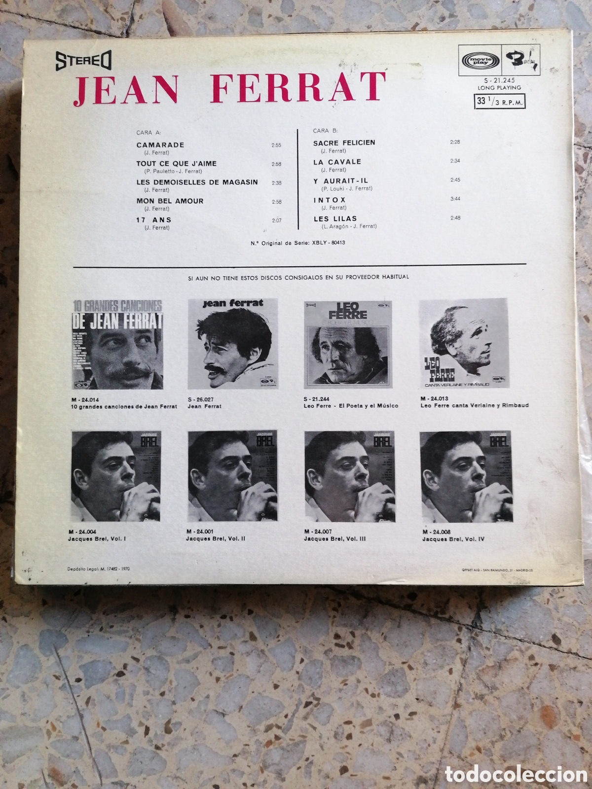 Discos de vinilo: LP JEAN FERRAT 1970 ESPA&Ntilde;A - Foto 2
