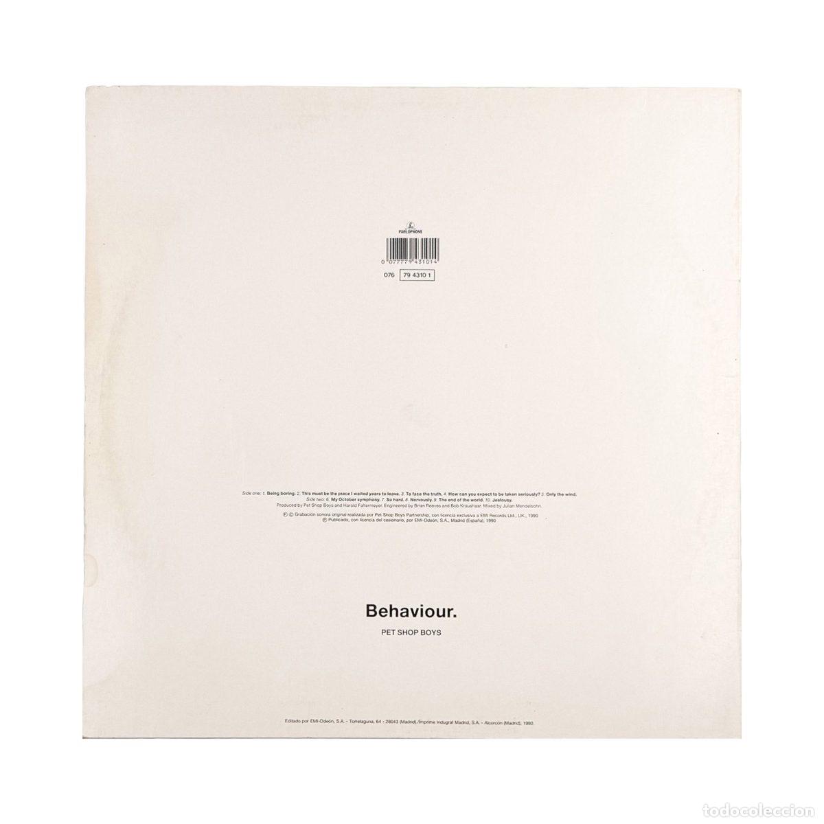 Discos de vinilo: LP. Pet Shop Boys. Behaviour (VG/VG+) - Foto 2