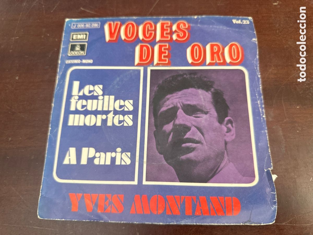 Discos de vinilo: VOCES DE ORO VOL. 23 .YVES MONTAND LES FEUILLES MORTES- A PARIS-- EMI - ODEON