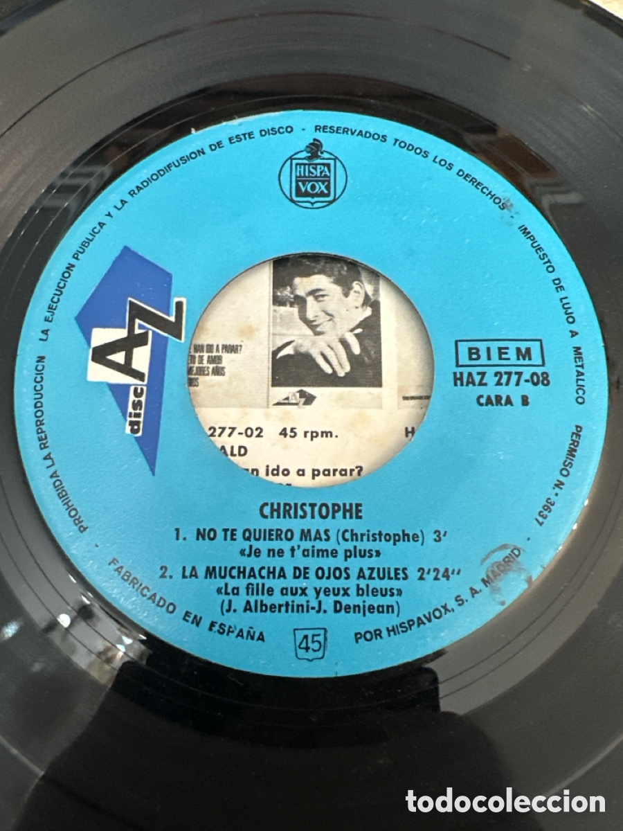 Discos de vinilo: CHRISTOPHE. ALINE + 3. EP. DISC&acute;AZ, 1965. - Foto 5