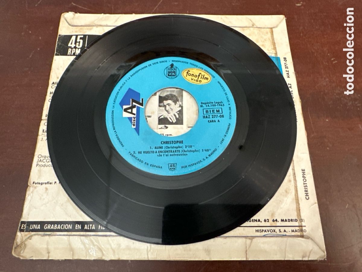 Discos de vinilo: CHRISTOPHE. ALINE + 3. EP. DISC&acute;AZ, 1965. - Foto 4